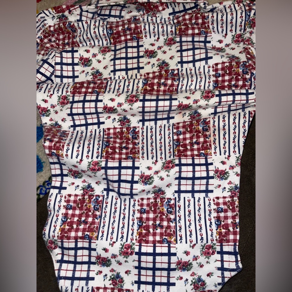 Vintage Floral Plaid High-Neck Bodysuit - Picture 3 of 4